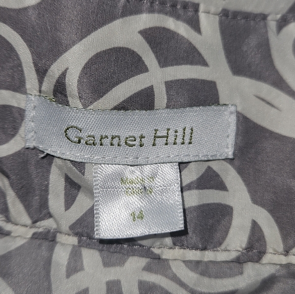 Garnet Hill gray white silk wrap sheath dress Womens 14 - Picture 4 of 10